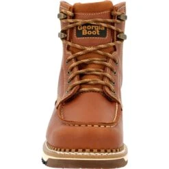 Georgia Boots: Men's GB00489 Brown Plain Toe AMP LT Wedge Moc Toe EH 6" Work Boot -Georgia Boot Store gb00489 front