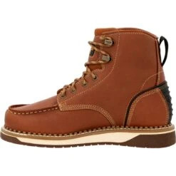 Georgia Boots: Men's GB00489 Brown Plain Toe AMP LT Wedge Moc Toe EH 6" Work Boot -Georgia Boot Store gb00489 instep profile