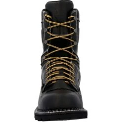 Georgia Boots: Men's GB00603 Black Plain Toe 8" USA Made Logger Waterproof Work Boot -Georgia Boot Store gb00603 front