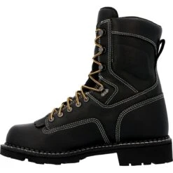Georgia Boots: Men's GB00603 Black Plain Toe 8" USA Made Logger Waterproof Work Boot -Georgia Boot Store gb00603 instep profile