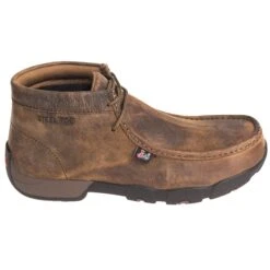 Justin Boots: Men's 235 Dark Brown Steel Moc Toe EH Work Boots -Georgia Boot Store justin 235 o 01