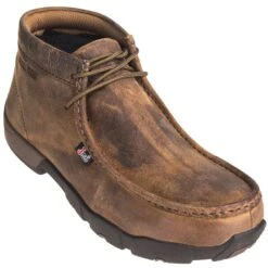 Justin Boots: Men's 235 Dark Brown Steel Moc Toe EH Work Boots -Georgia Boot Store justin 235 p 01